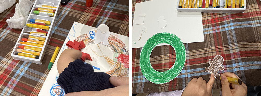 つくって遊ぼうクリスマス工房　制作中の様子